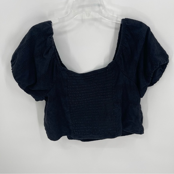 Torrid Women’s Plus Size 2 2X Black Eyelet Cotton Keyhole Off shoulder top - Picture 10 of 13